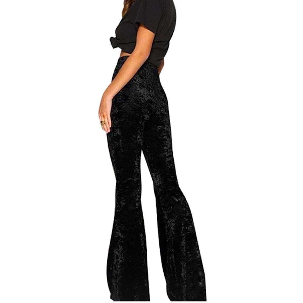 Forever21 Black Velvet Stretchy Flare Pants